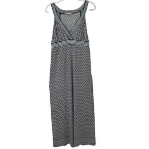 Max Studio Womens Large Navy Blue Geometric Diamond Print V-Neck Maxi Dress L